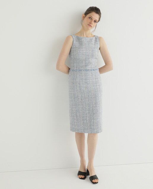 sleeveless tweed dress