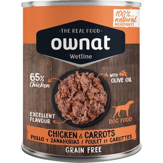 Comida húmeda para perros adultos con pollo y zanahoria Grain Free OWNAT