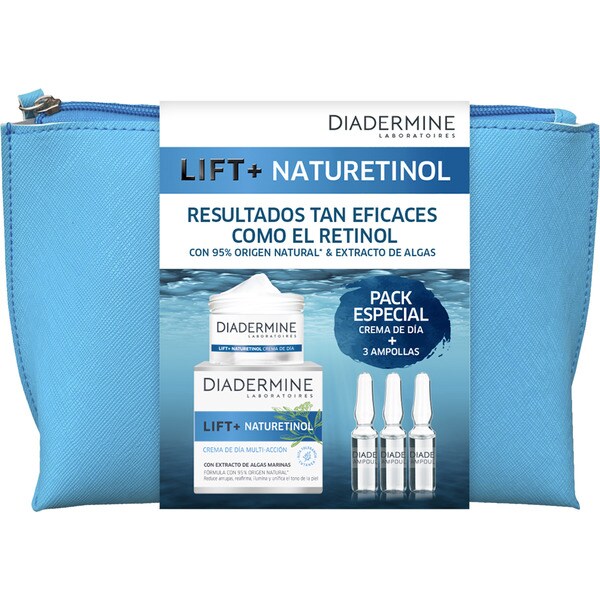 DIADERMINE Lift+ Naturetinol neceser con crema de dia multi-acción tarro 50 ml + 3 ampollas 1,3 ml