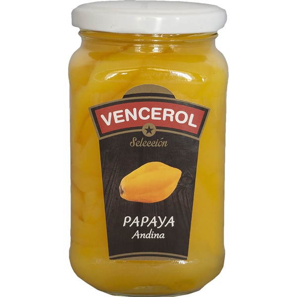 VENCEROL papaya en almíbar frasco 360 g neto escurrido