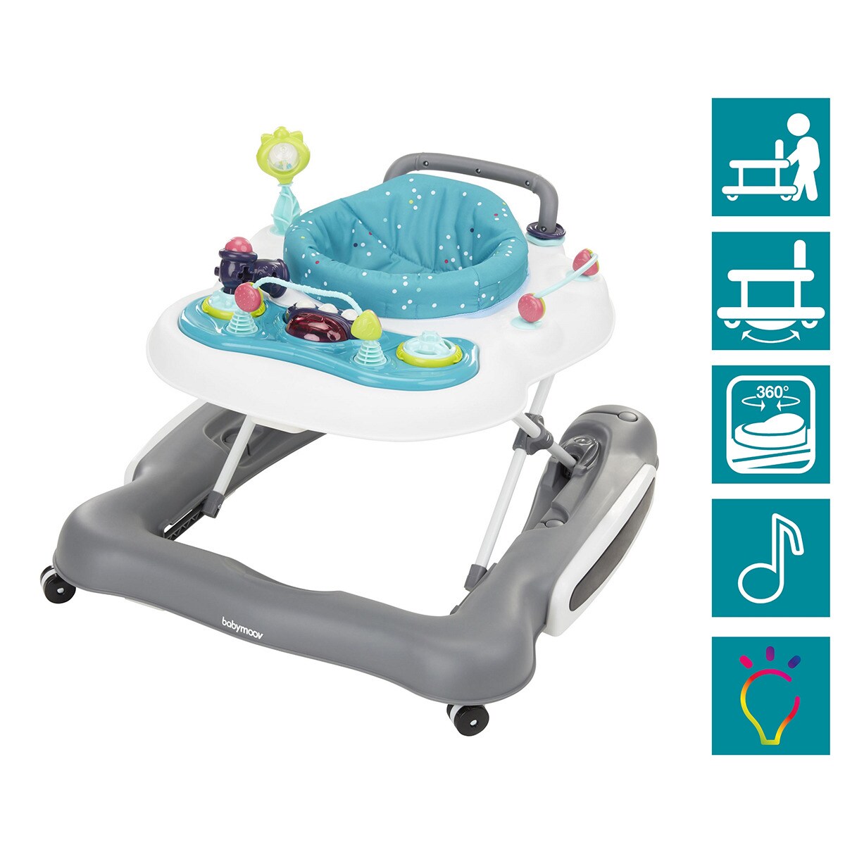 Andador bebé 5 em 1 Black multicolor Branco / Cinzento-5