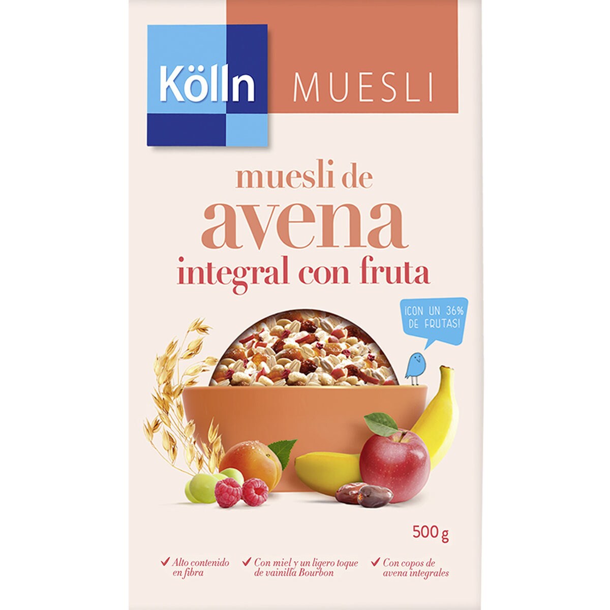 Muesli de avena integral con 36 fruta paquete 500 g · KOLLN
