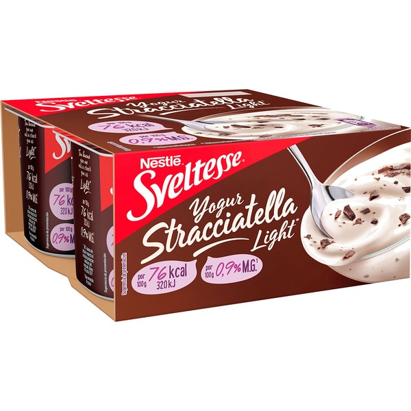 NESTLE SVELTESSE yogur cremoso con stracciatella desnatado 0,9 m.g. pack 4 unidades 125 g