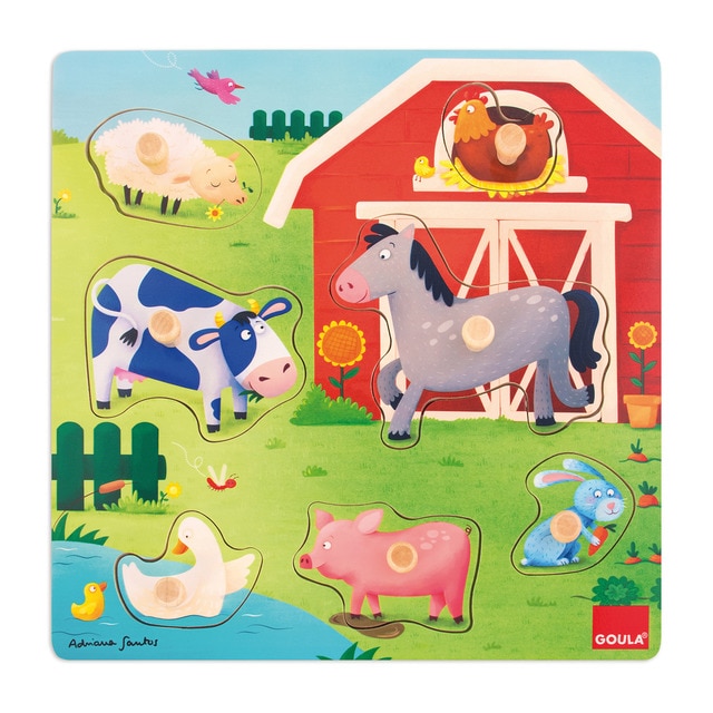 Juguete educativo de Madera Puzzle mamás y bebés animalitos Goula