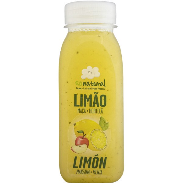 SONATURAL zumo fresco de limón y menta botella 250 ml