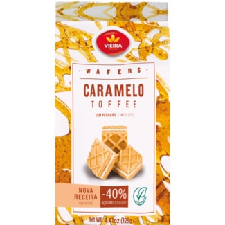 Vieira Waffers de Caramelo -40% Açúcares embalagem 125 g