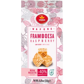 Vieira Bolachas Wafer de Framboesa -40% Açúcares embalagem 125 g