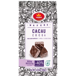 Vieira Bolachas Wafer de Cacau -40% Açúcares embalagem 100 g
