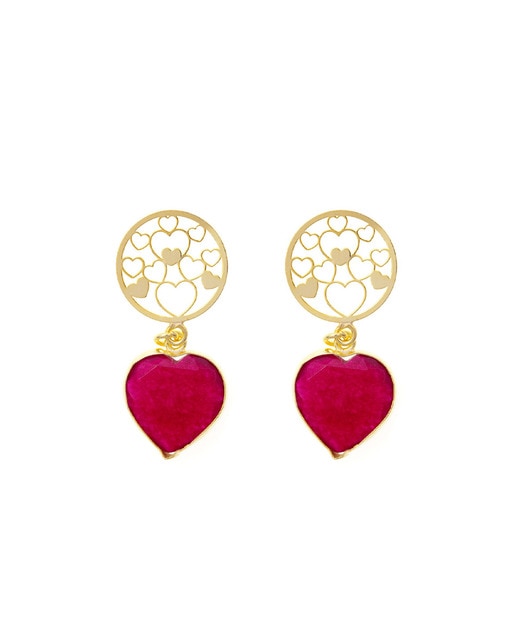 Pendientes Corazones rubí