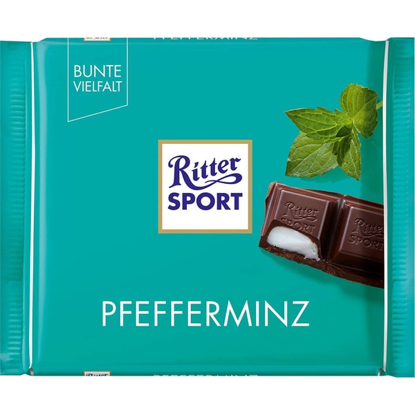 RITTER SPORT chocolate relleno de menta envase 100 g