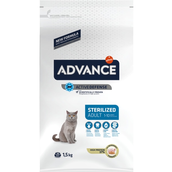 Ração para Gato Esterilizado Adulto 1 a 10 Anos com Peru e Cevada embalagem 1,5 kg