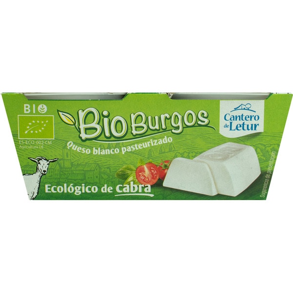 EL CANTERO DE LETUR Bio Burgos queso fresco de cabra elaborado con leche pasteurizada ecológico pack 2 x 100 g envase 200 g 