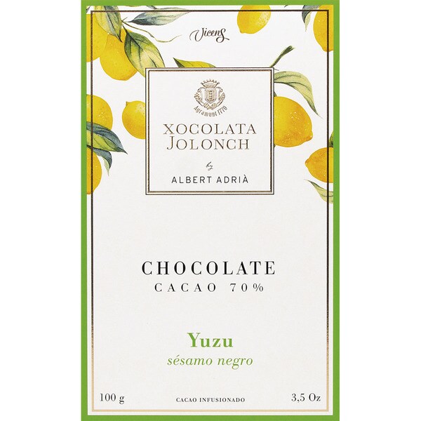 JOLONCH chocolate negro 70% cacao con sésamo negro yuzu tableta 100 g 