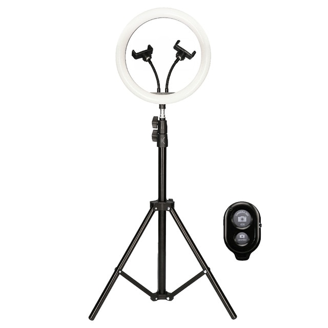 Kit Studio Live Remote Ksix Aro de Luz 12'' con Trípode Suelo 1,60 m para Smartphone + Mando