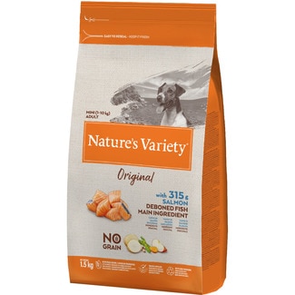 NATURE'S VARIETY Original pienso para perros adultos mini No Grain con salmón bolsa 1,5 kg