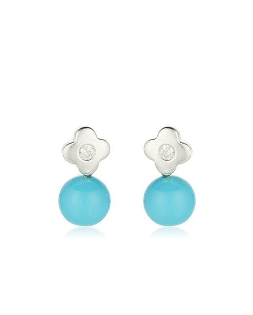 Pendientes Trébol Zirconium Turquesa