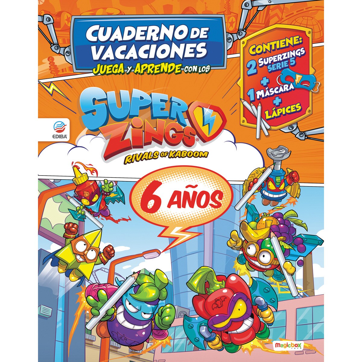 Imagem 0 de Cuaderno de Vacaciones juega y aprende con los Superthings Power Machines para 6 años (Capa mole)