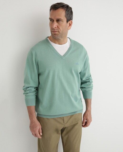 men's Big and Tall green V-neck sweater 