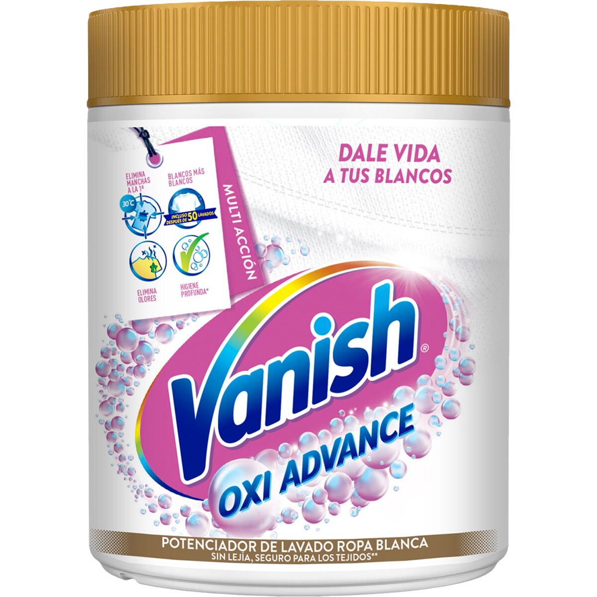 Oxi Advance bleachfree wash enhancer for white clothes can 800 g · VANISH · Supermercado El