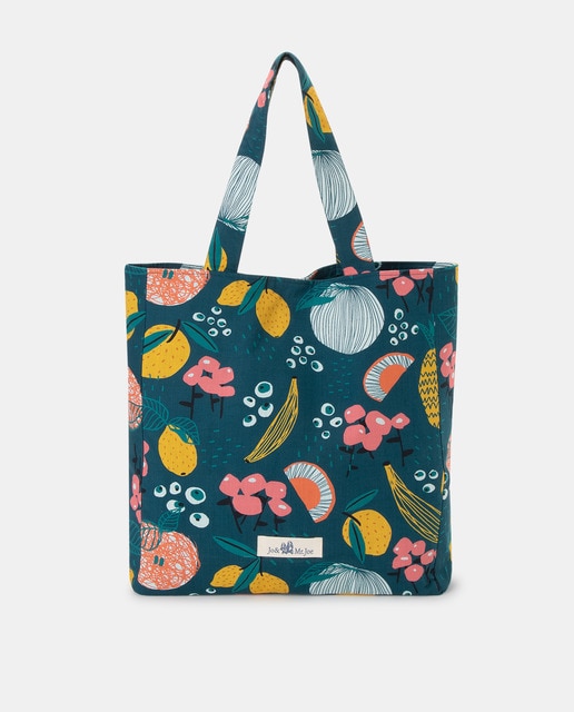 Jo Mr Joe Petrol Blue Cotton Tote Bag With Contrasting Multicoloured Print Women S Fashion El Corte Ingles
