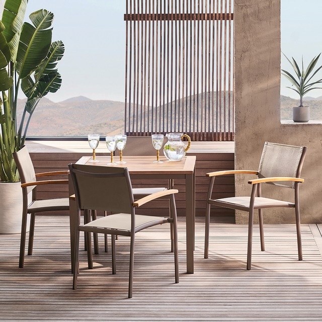 Colección de comedor de jardín con mesa cuadrada Rockwell El Corte Inglés