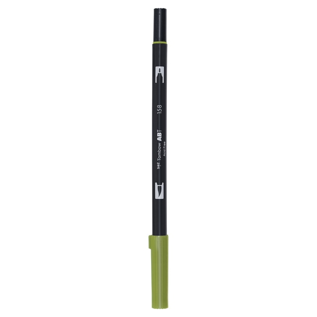Rotulador Dual Brush ABT Doble Punta Acuarelable Tombow Dark Olive 158.