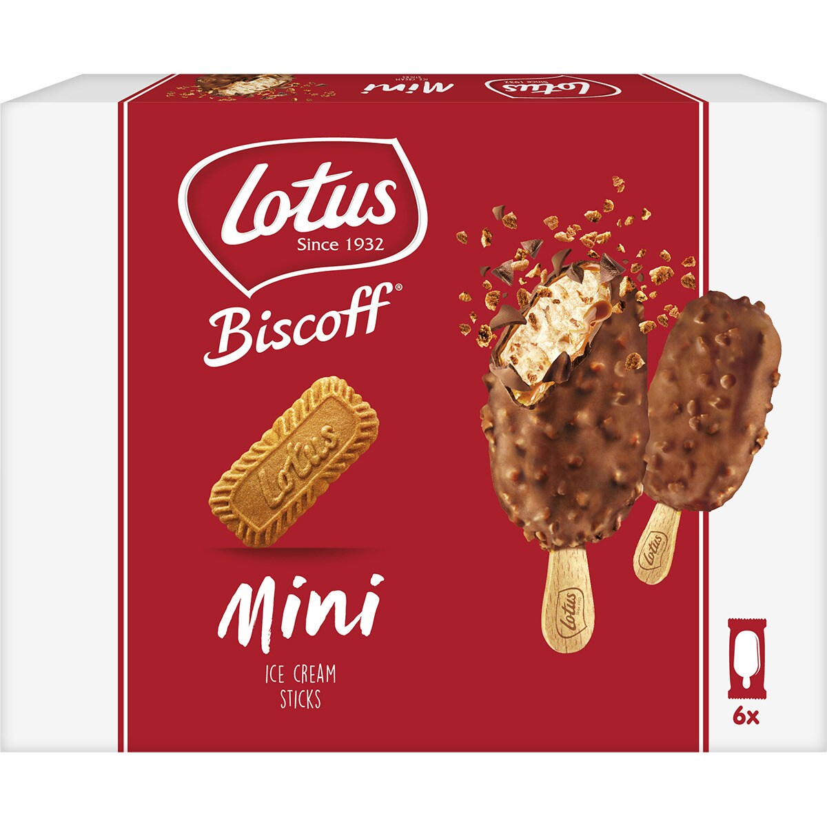Biscoff mini bonbon ice cream treat with chocolate and biscuit 6pack