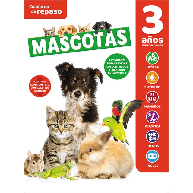 CUADERNO DE REPASO TEMÁTICO LUMINISCENTE 3 AÑOS MASCOTAS (Tapa blanda)