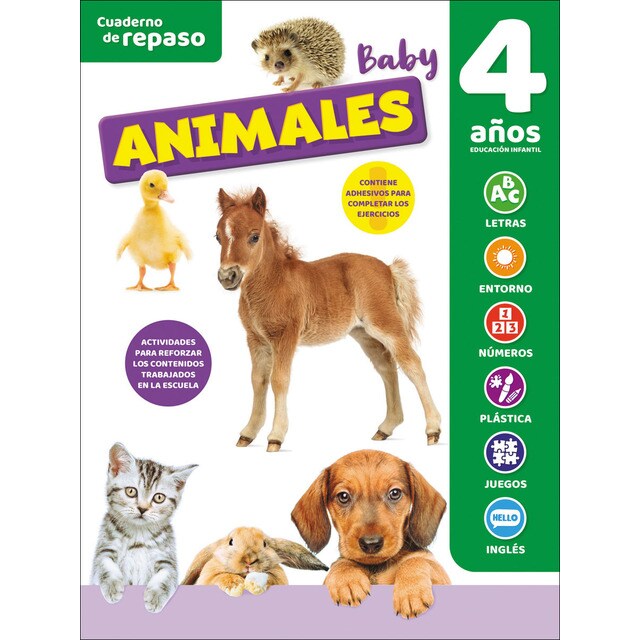 CUADERNO DE REPASO TEMÁTICO LUMINISCENTE 4 AÑOS ANIMALES BABY (Tapa blanda)