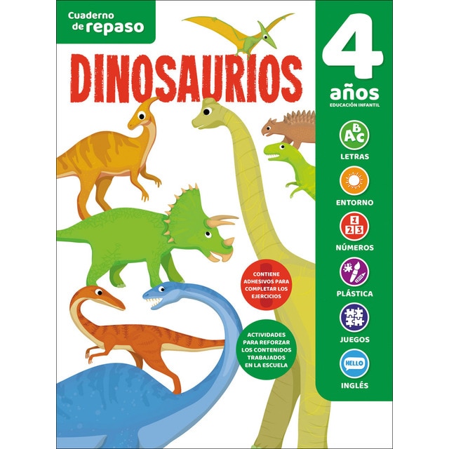 CUADERNO DE REPASO TEMÁTICO LUMINISCENTE 4 AÑOS DINOSAURIOS (Tapa blanda)