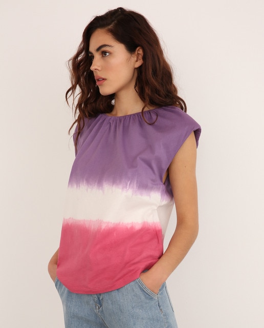 tie dye shoulder pad t shirt