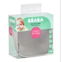 Béaba collection silicone bowl with suction cup grey pink