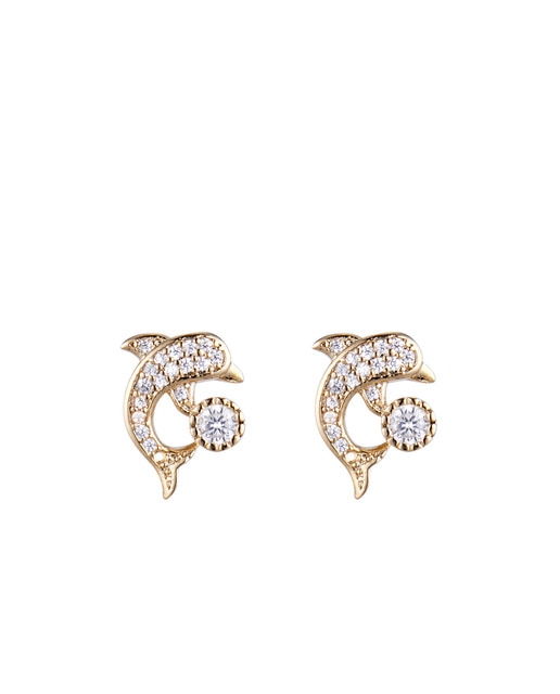 Pendientes Delfín Zirconium Gold