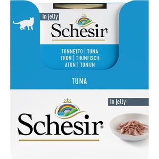 SCHESIR Feuchtfutter in Gelatine für ausgewachsene Katzen mit Thunfisch Dose 85 g