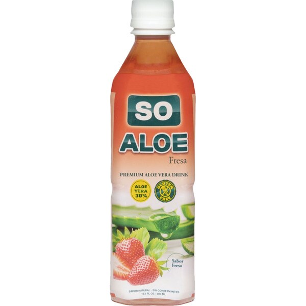 Strawberry flavour Aloe Vera drink, Glutenfree bottle 50 cl · SO ALOE · Supermercado El Corte