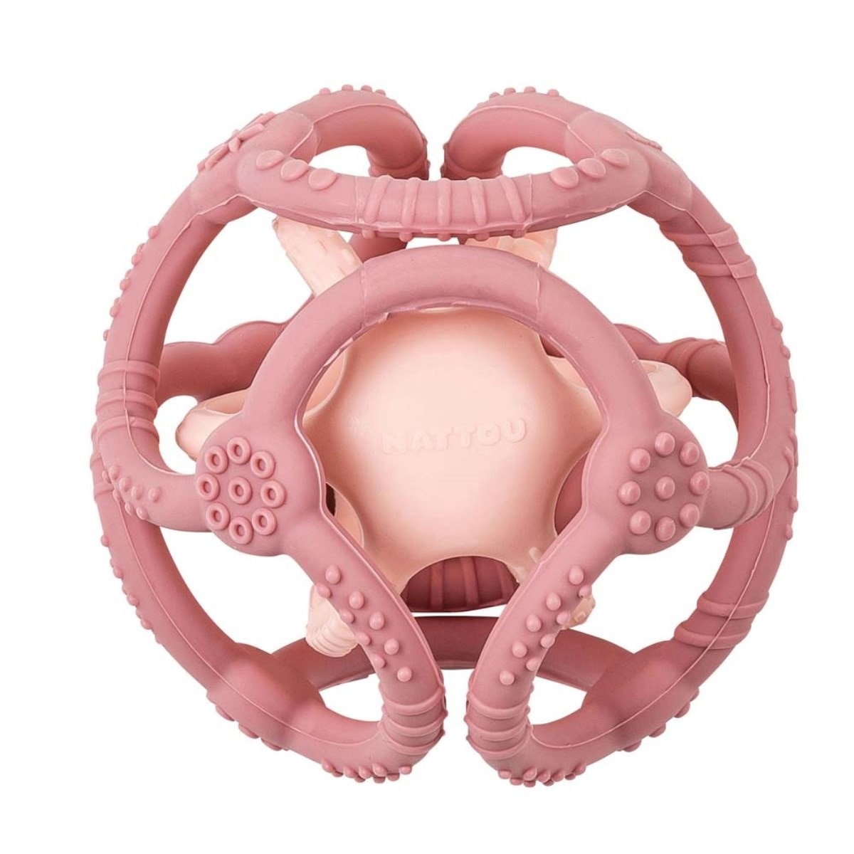 Imagem 0 de Jogo de 2 mordedores bola fácil de agarrar de silicone rosa-pau/rosa-claro