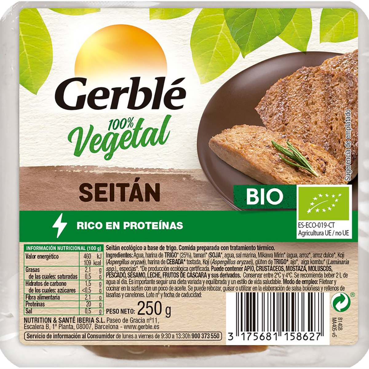 Organic seitan 100 vegetarian container 250 g · GERBLE · Supermercado