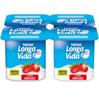 Longa Vida Iogurte Aroma a Morango Pack 4 embalagem 480 g