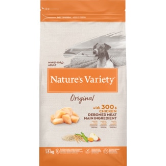 Nature's Variety Ração para Cão Mini Adulto 1-10 Kg Original de Frango embalagem 1,5 kg