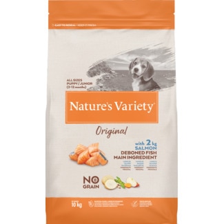 Nature's Variety Ração para Cão Todos os Tamanhos Puppy/Junior 2-12 Meses Original de Salmão embalagem 10 kg