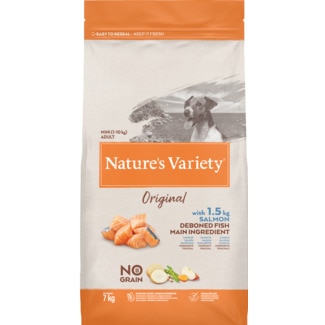 Nature's Variety Ração para Cão Mini Adulto 1-10 Kg Original de Salmão embalagem 7 kg