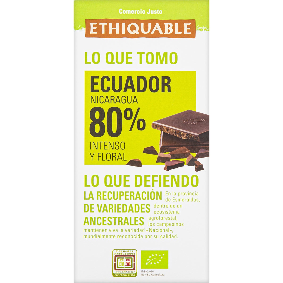 Organic dark chocolate from Ecuador with 80 cocoa tablet 100 g