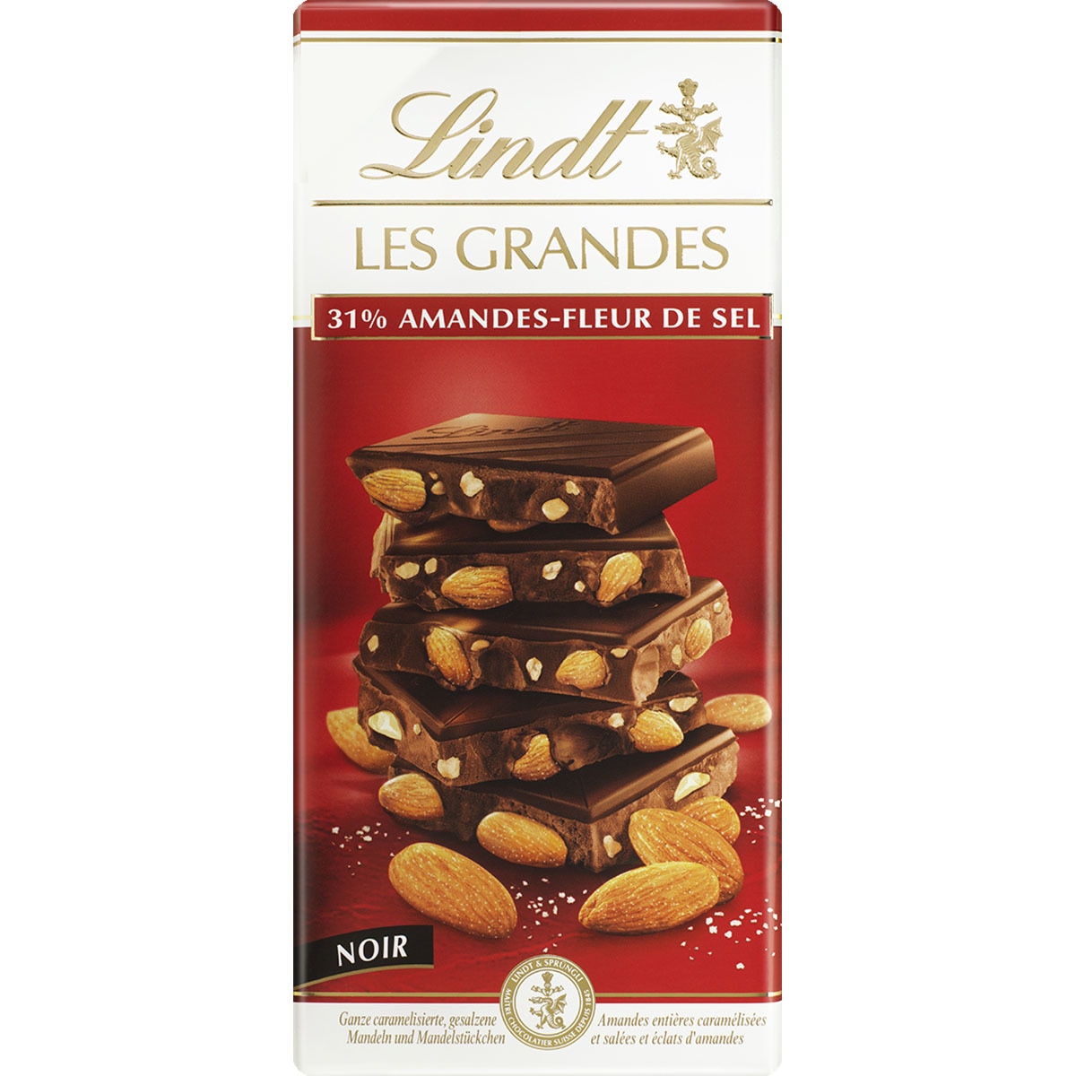 Dunkle Schokolade mit 31 Mandeln und Fleur de Sel Tafel 150 g · LINDT