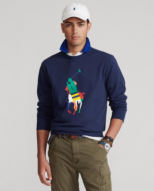 navy blue polo sweatshirt