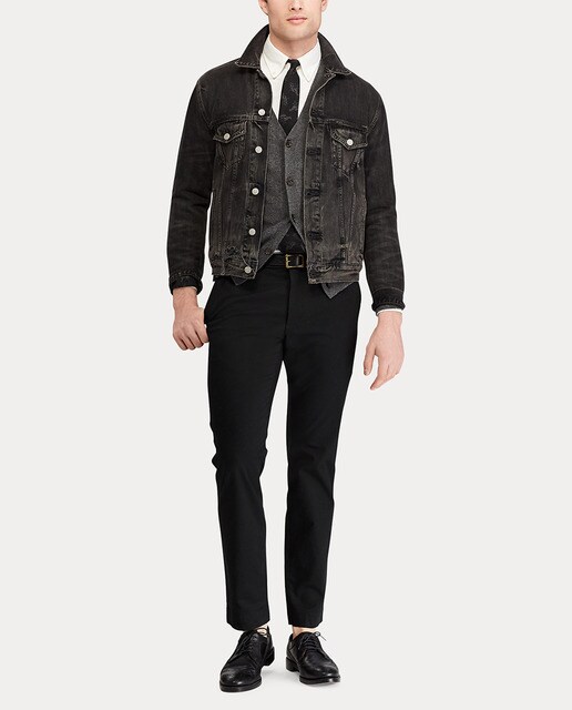 black chinos denim jacket