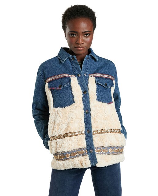 shearling denim jacket womens