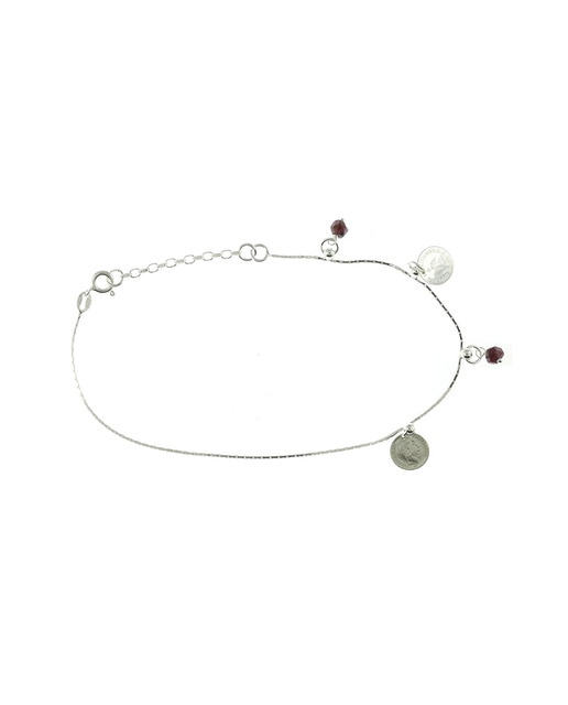 Tobillera Denarios Swarovski Fumé Silver