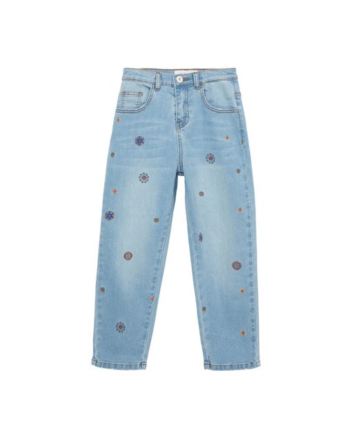 Girls' mom jeans with embroidery · Children's fashion · El Corte Inglés