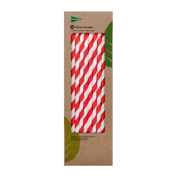 EL CORTE INGLES pajitas de papel caja 50 unidades