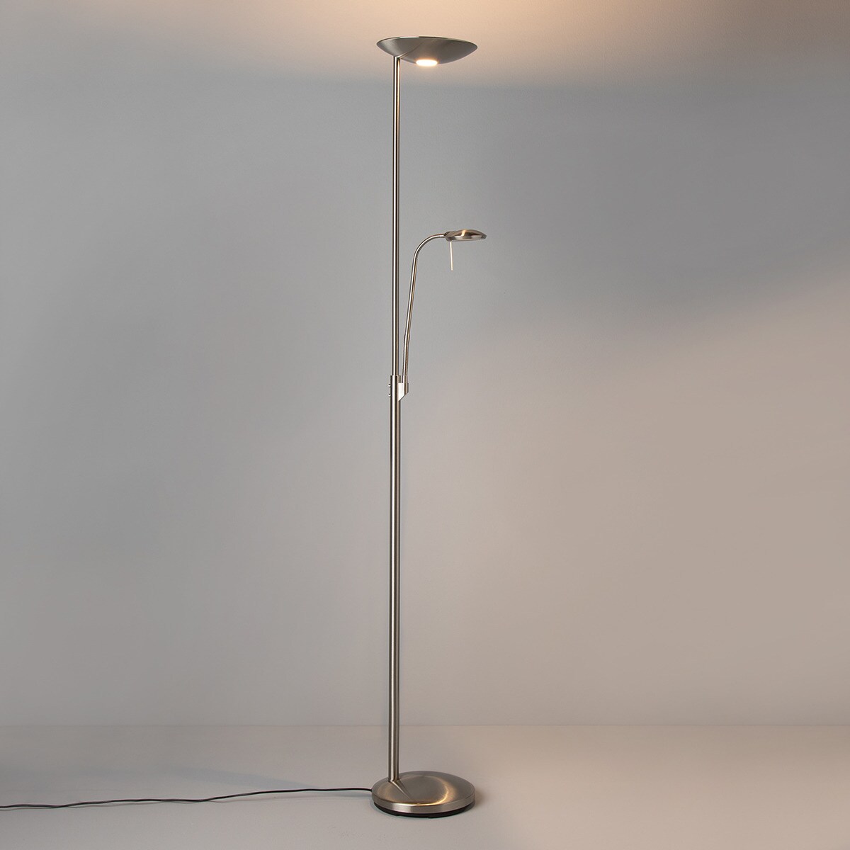 Candeeiro de pé LED com leitor Koa Cromado-2